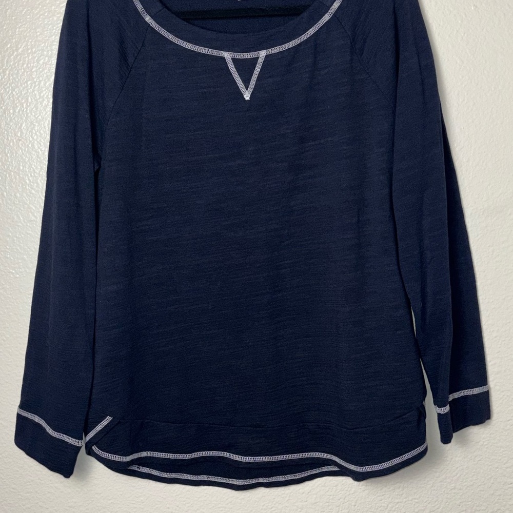 T by Talbot Slub Terry Sweatshirt navy blue woman's size medium UPF 50+ - Picture 7 of 16
